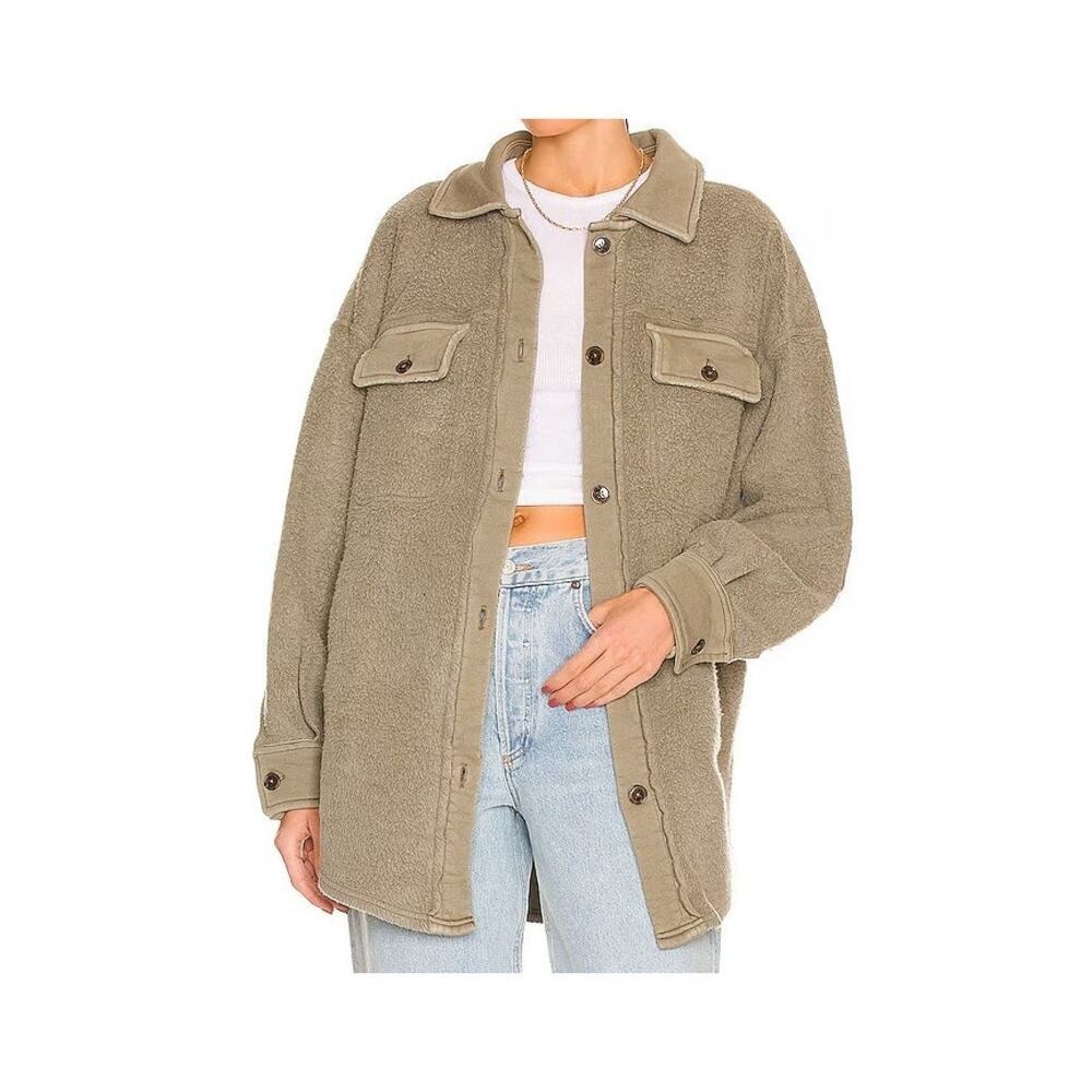 Free People Women's Dirty Olive Green Oversized Slouchy Ruby Jacket Size Small